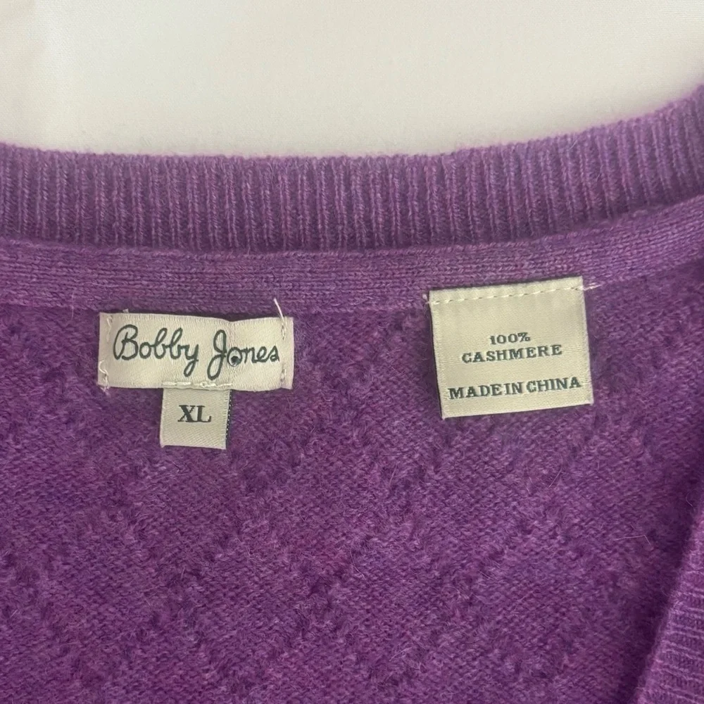 Men’s Bobby Jones 100% Cashmere Argyle Sweater Vest Purple XL Golf Preppy